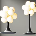 Modern Floor Lamp With Cluster Of White Globe Lights And Black Conical Base
