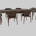 Modern Dining Table And Chairs With Marble Top And Leather Upholstered Seats