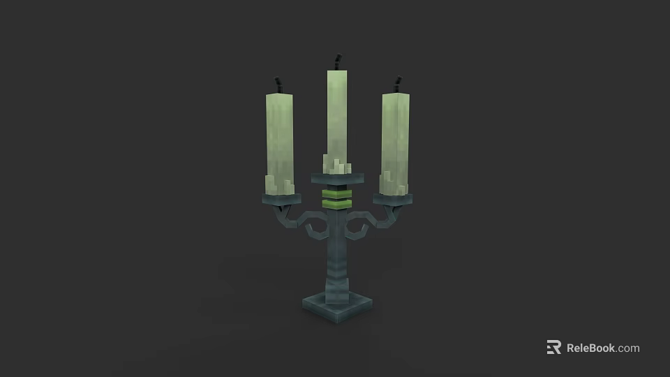 Stylish Classic Candelabra Featuring Three Illuminated Candles And Ornate Metal Base 3d model 