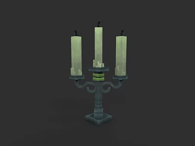 Stylish Classic Candelabra Featuring Three Illuminated Candles And Ornate Metal Base 3d model