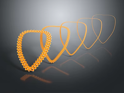 Elegant Orange Geometric Shaped Jewelry Featuring Connected Links in Curved Reflective Design 3d model