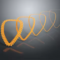 Elegant Orange Geometric Shaped Jewelry Featuring Connected Links in Curved Reflective Design