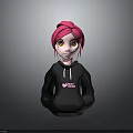 Child With Pink Hair Wearing Black Hoodie Featuring Pink Butterfly Design And Baby Wings Text
