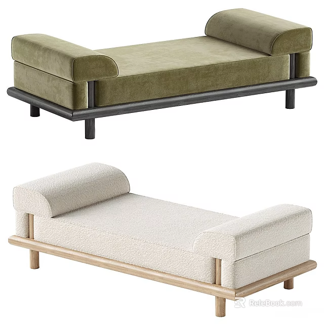 Modern Stylish Upholstered Sofa Stool With Multiple Fabrics And Different Frame Materials For Home Decoration 3d model 