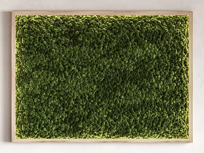 Green Moss Wall Decor with Natural Wooden Frame for Indoor Spaces 3d model