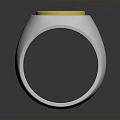 Stylish Silver Ring With Golden Circular Top And Engraved Text