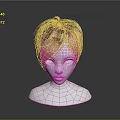 Game and Movie Character White Head Model with Blonde Short Hair and Dark Background