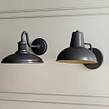 Two Black Wall Lamps Mounted on Light Colored Wall Panel with White Frame 3d model