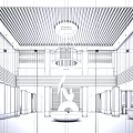 Chinese Style Hotel Lobby Featuring Wooden Ceiling Large Chandelier Central Decoration And Marble Floor