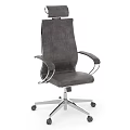 Modern Gray Office Chair With High Backrest Metal Frame And Rolling Wheels