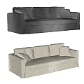 Modern Three Seater Sofa In Neutral Tones With Upholstered Fabric And Comfortable Cushions