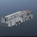 Silver Metal Fire Truck With Extended Aerial Ladder And Rescue Equipment For Fire Rescue Operations