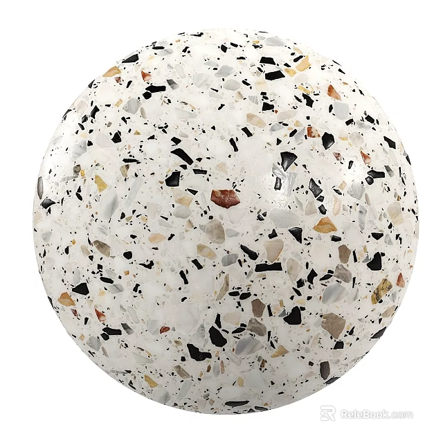 Circular Terrazzo Component Featuring White Base And Small Black Brown Gray Chips 3d model 