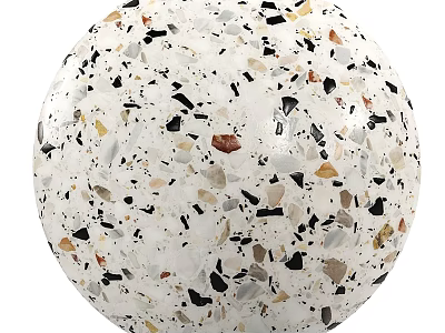 Circular Terrazzo Component Featuring White Base And Small Black Brown Gray Chips 3d model