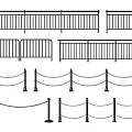 Different Types of Fence Designs Including Metal Railings and Chain Barriers