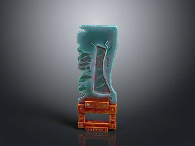 Turquoise Textured Weapon Blade With Orange Decorative Base And Modern Design 3d model