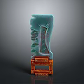 Turquoise Textured Weapon Blade With Orange Decorative Base And Modern Design