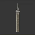 Tall Stone Towers with Pointed Spires and Intricate Decorative Architectural Details