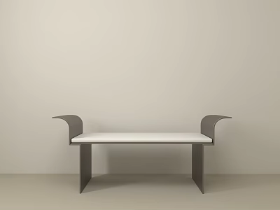 Modern Minimalist Stool With White Seat Black Frame And Curved Armrests 3d model