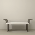 Modern Minimalist Stool With White Seat Black Frame And Curved Armrests