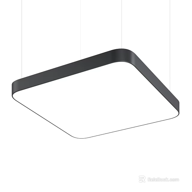 Modern Square Pendant Light With Black Frame And White Shade Design 3d model