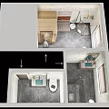 Modern Bathroom Birds Eye View Interior Layout With Vanity Toilet And Shower Area