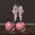 Retail Window Display Featuring Pink Cherries And Pink Bow Decor 3d model