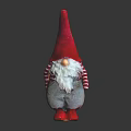 Old Man Figurine With Red Pointed Hat White Beard Striped Sleeves Gray Pants Red Shoes