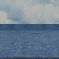 Serene Swimming Pool With Blue Tile Edge And Calm Water Surface Under Cloudy Sky View