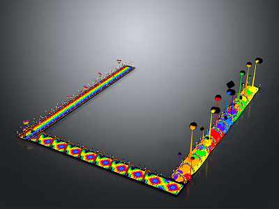 Colorful Decorative Strip With Rainbow Colors And Circular Patterns For Home Decoration 3d model