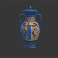Decorative Antique Furniture Vase With Two Handles Lid And Painted Patterns