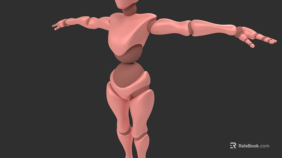 3D Game and Movie Character Pink Jointed Humanoid Figure With Articulated Limbs And Simple Design 3d model 