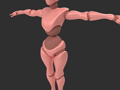 3D Game and Movie Character Pink Jointed Humanoid Figure With Articulated Limbs And Simple Design 3d model