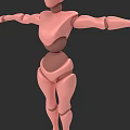 3D Game and Movie Character Pink Jointed Humanoid Figure With Articulated Limbs And Simple Design