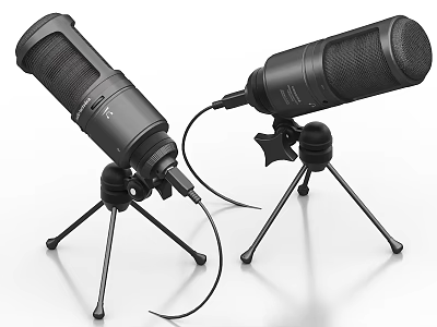 Professional Office Microphones With Tripod Stands For Audio Recording And Meetings 3d model