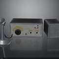 Vintage Radio Equipment With Microphone Speaker Metallic Case And Control Knobs