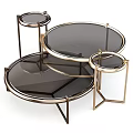 Modern Functional Table With Metal Frame Glass Top And Multi-layer Design 3d model