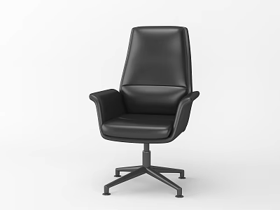 Black Leather Office Chair With High Back Armrests And Five Point Base 3d model