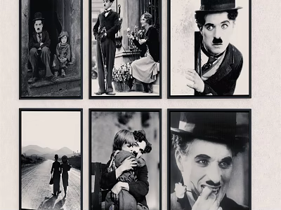 Classic Black and White Portrait Paintings Collection Featuring Various Vintage Figures 3d model