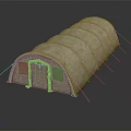 Beige Canvas Outdoor Storage Furniture With Arched Roof Door And Support Poles