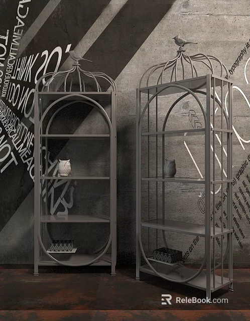 Modern Metal Open Shelving Unit With Multi Layer Design For Decorative 3d model 