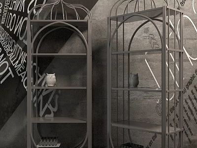 Modern Metal Open Shelving Unit With Multi Layer Design For Decorative 3d model