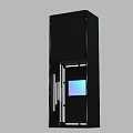 Sleek Black Vertical Cabinet With Blue Purple Gradient Display And White Line Decor