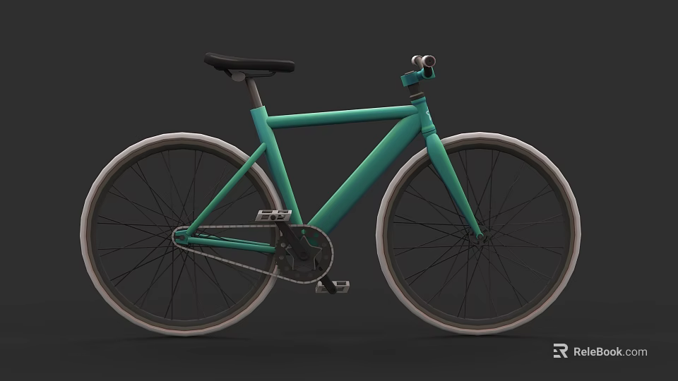 Modern Teal Bicycle With Sleek Frame Black Seat And White Wheels 3d model 