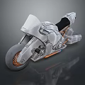 Futuristic Silver Motorcycle With Sleek Metallic Body And Aerodynamic Design