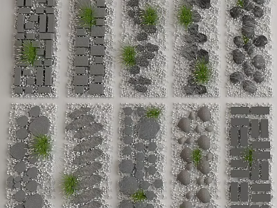 Various Stepping Stones Design Ideas For Garden Paths With Pebble And Grass Accents 3d model