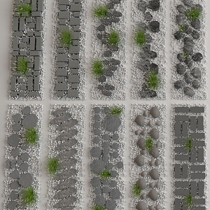 Landscape Paving Garden Landscape Tingbu Stone Tau Road 3d model