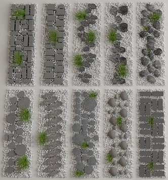 Landscape Paving Garden Landscape Tingbu Stone Tau Road 3d model