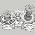 Mechanical Gearbox Assembly With Multiple Gears And Metal Components 3d model