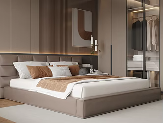 Modern Italian Double Bed 3d model